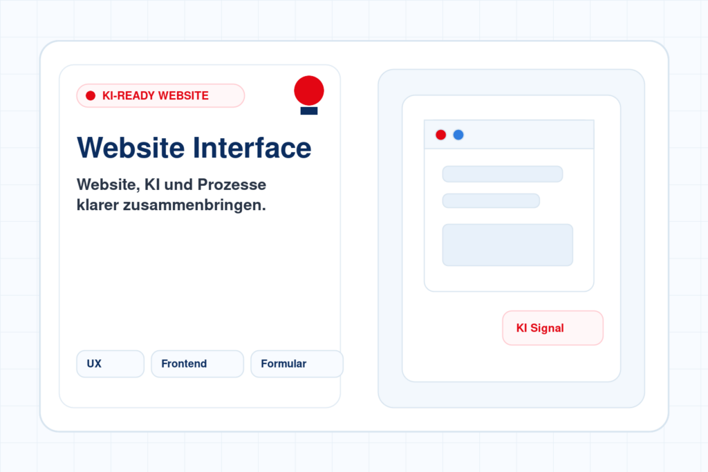 Kubertino Titelbild zu "KI-ready Webentwicklung: Struktur, Content und Technik zusammen denken" mit Website-, KI- und Automatisierungsvisualisierung.