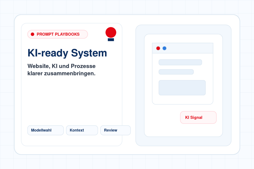 Kubertino Titelbild zu "Prompt Engineering für Unternehmen: Vom Einzelsatz zum wiederholbaren Playbook" mit Website-, KI- und Automatisierungsvisualisierung.